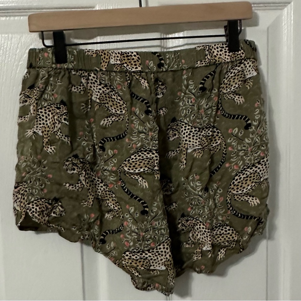 Printfresh Eco Satin Getting Ready Pajama Set in Bagheera print, Olive - Picture 9 of 13